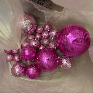 Pink and Silver Disco Ball Ornaments